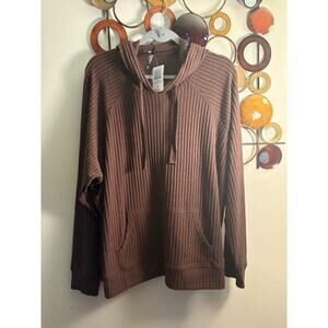 Torrid brown ribbed lightweight hoodie nwt size 2 (2x) women’s